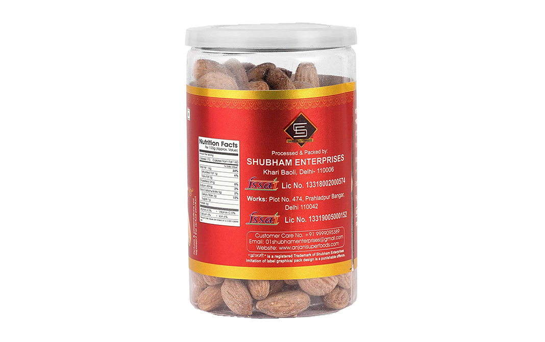 Anjani Superfoods Almonds Roasted And Salted`    Plastic Jar  200 grams